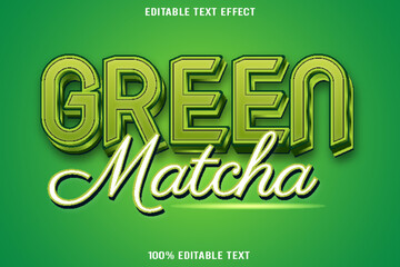 Green Matcha editable text effect 3d emboss modern style