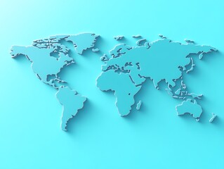 Obraz premium A three dimensional world map on a blue background