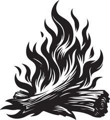 Black Fire Flame vector, Fire Flame line art, Fire Flame silhouette vector illustration
