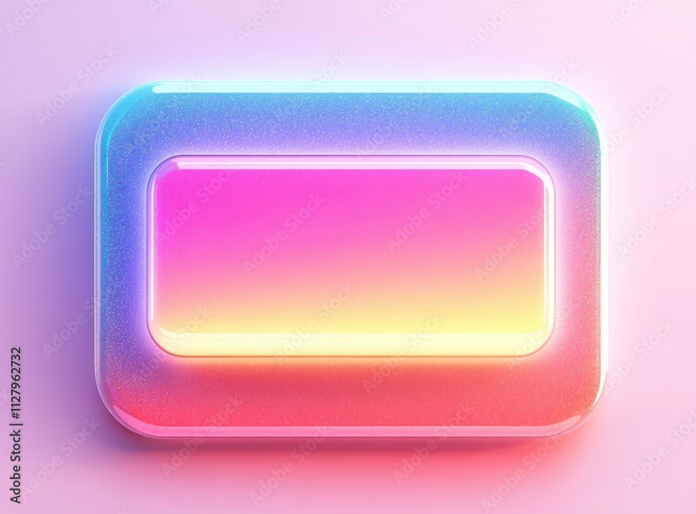 Poster colorful gradient button frame set with glossy finish and soft lighting