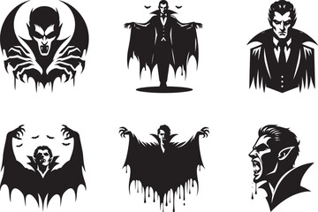 Vampire set silhouette vector art, Vampire vector illustration