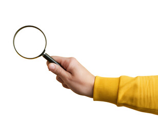 High-Quality PNG magnifier in hand  over yellow background Isolated on White Background &ndash; High Resolution