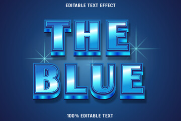 The Blue editable text effect 3d emboss neon style