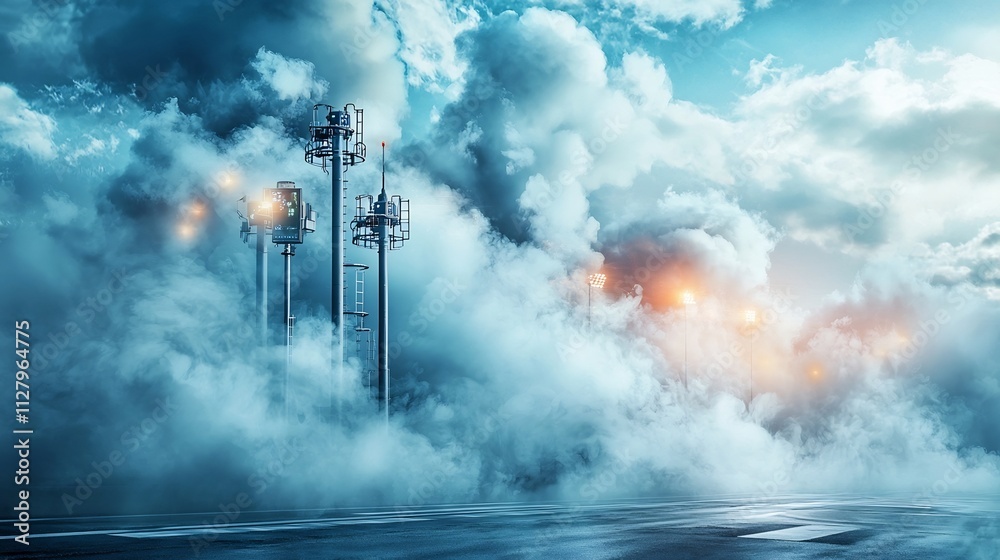 Poster sophisticated weather monitoring system interconnected with global air traffic networks providing re