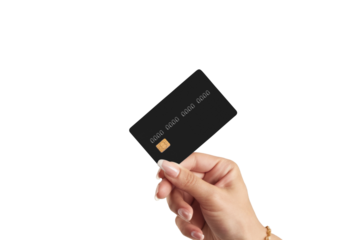 High-Quality PNG Female hand holding credit card Isolated on White Background – High Resolution