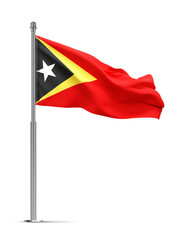 Flag of East Timor isolated on white background. 3d-rendering