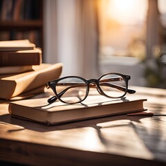 glasses on a book