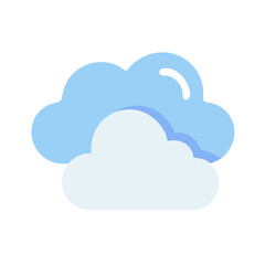 Fototapeta premium Friendly cloud in cartoon style peacefully floating on a white background, symbolizing a calm and clear day.Vector icon for design sites, blogs and social networks