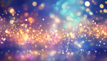 Fototapeta premium Bright abstract background of glitter vintage lights. Sparkling colorful glowing bokeh confetti
