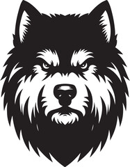 Angry Dog Head isolated silhouette icon vector 