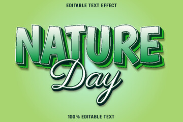 Nature Day editable text effect 3d emboss cartoon style
