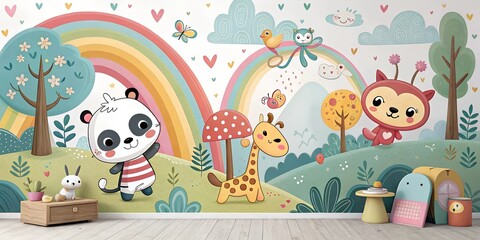 Obraz premium Wallpaper with 3d cartoon style. Perfect for kids room decoration, book cover design, educational materials preparation.