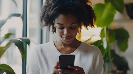 A close-up of an employee checking a mental health app on their phone during a work break