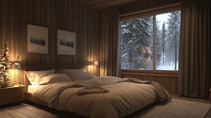 Cozy Bedroom Setting with Blackout Curtains and Sleep Mask 