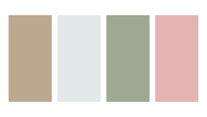 Nude, Misty Blue, Sage Green, Rosewater color palette. Set of bright color palette combination in rgb hex. Color palette for ui ux design. Abstract vector illustration for your graphic design, banner