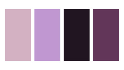 Mauve, Lavender, Black, Orchid color palette. Set of bright color palette combination in rgb hex. Color palette for ui ux design. Abstract vector illustration for your graphic design, banner, poster