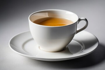there is a cup of tea on a saucer on a table