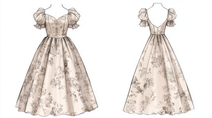 Obraz premium Ultra detailed, photorealistic fashion design sketch of a chic jumpsuit with a high neckline