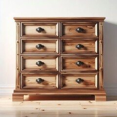Antique wooden cabinet with drawers isolated on white