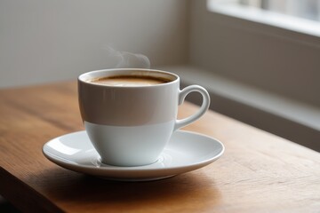 Obraz premium there is a cup of coffee on a saucer on a table