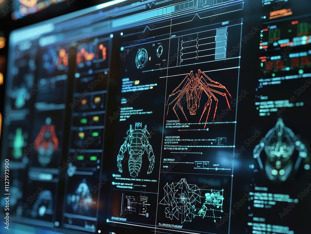 Poster advanced technology dashboard displaying cybersecurity data insights
