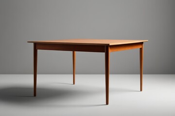 there is a small table with a wooden top on a gray surface