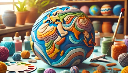 Obraz premium Handcrafted Globe Model