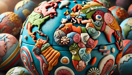 Colorful Clay Earth Globe