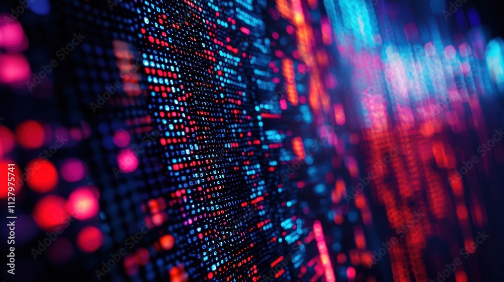 Fototapete Abstract Digital Background with Bright Colorful Dots and Lines