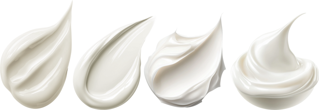White beauty cream smear smudge isolated on white background. Cosmetic skincare product texture. 