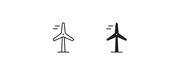 Wind icon, Windmill alternative wind turbine and renewable energy icon environment button, vector, sign, symbol, logo, illustration, editable stroke, flat design style isolated on white © Aygun