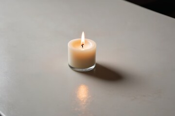 there is a candle that is lit on a table