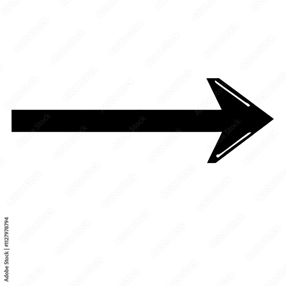 Poster graphic single black arrow isolated transparent background