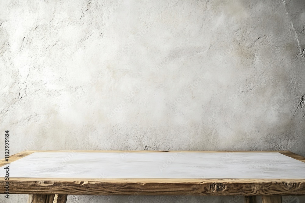 Wall mural Minimalist table against a textured wall backdrop.