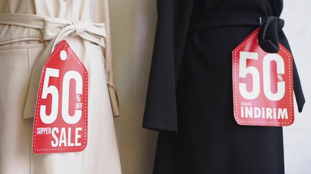 Promotions and Discount Tags on Apparel Sale and Indirim Events