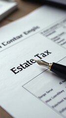 Obraz premium Estate Tax Document with Fountain Pen on Desk