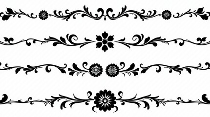 Obraz premium Elegant Black Ornamental Borders on White Background Art Design