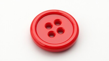 Fototapeta premium Realistic Red Plastic Sewing Button on White Background
