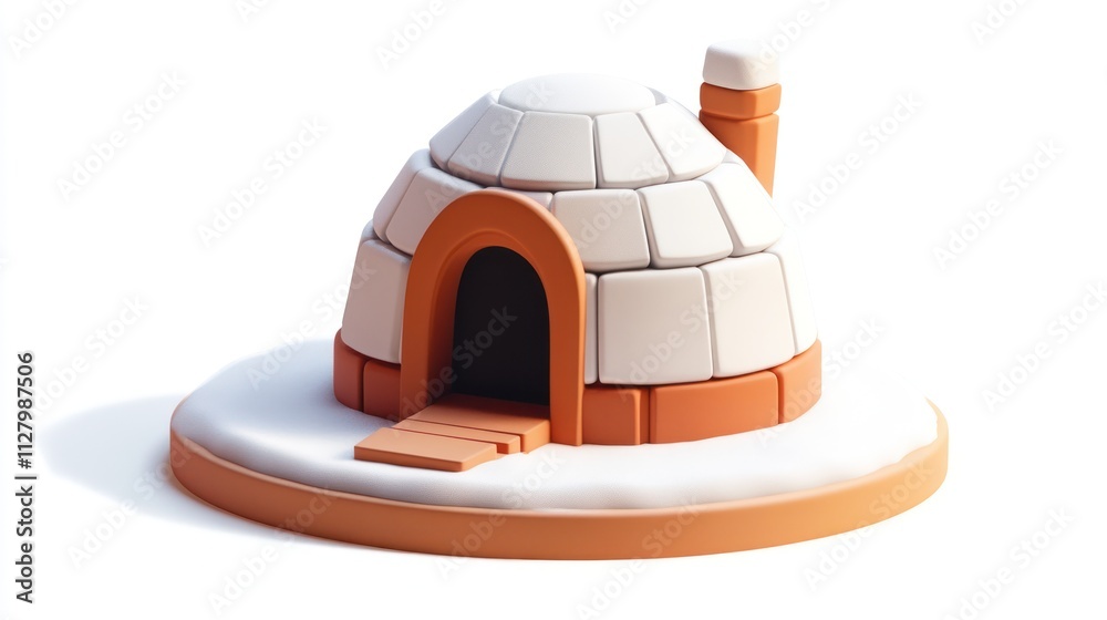 Aufkleber 3D render of an igloo on snow.