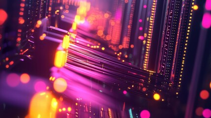 Obraz premium Abstract Colorful Digital Light Trails in a Cyber Environment