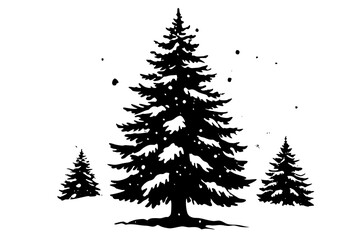 Obraz premium A snow-covered pine tree vector art illustration