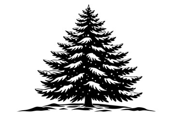 A snow-covered  pine tree vector art illustration