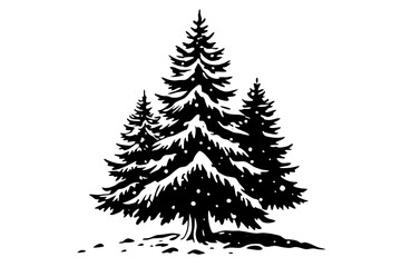 A snow-covered  pine tree vector art illustration