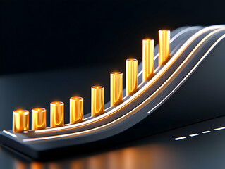 Golden Cylinders 3D Illustration