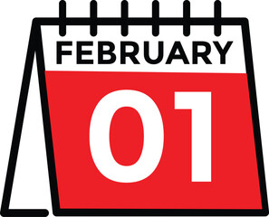 February 1 on calendar icon vector. Calendar vector icon. Deadline. Date. 
