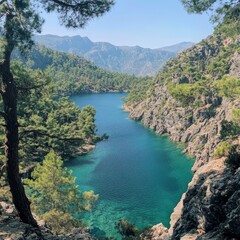 A picturesque view of river by the cliff