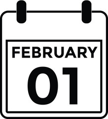February 1 on calendar icon vector. Calendar vector icon. Deadline. Date. 
