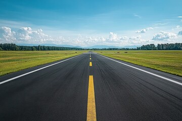 Fototapeta premium Wing Flaps Deployed During Taxi on Runway in Daylight