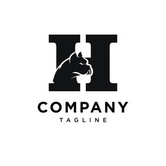 Letter H French Bulldog Logo Icon Vector