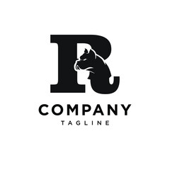 Letter R French Bulldog Logo Icon Vector